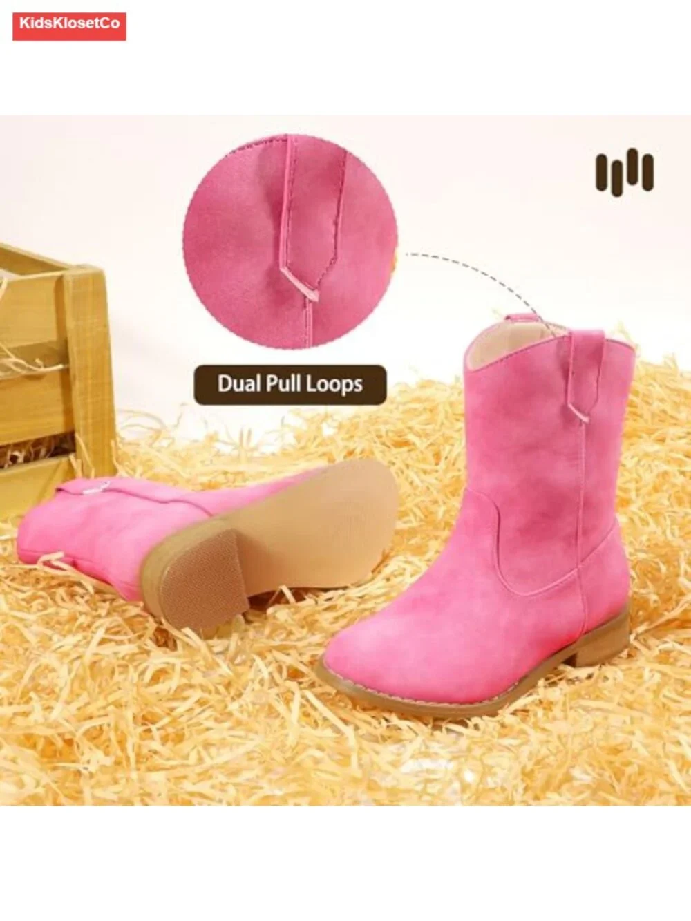Girls Cowgirl Boots Short Calf Western Toddler Little Big Kids Round Toe Riding